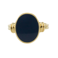 Layered agate over onyx signet ring-gents rings-The Antique Ring Shop