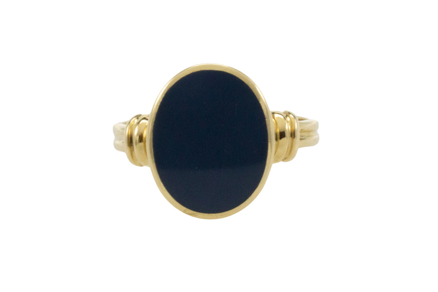 Layered agate over onyx signet ring-gents rings-The Antique Ring Shop