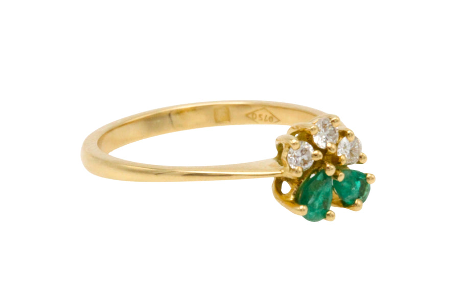Emerald and diamond ring in 18 carat gold-Vintage Rings-The Antique Ring Shop