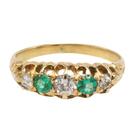 Edwardian period 18 carat emerald and old cut diamond ring-Antique rings-The Antique Ring Shop