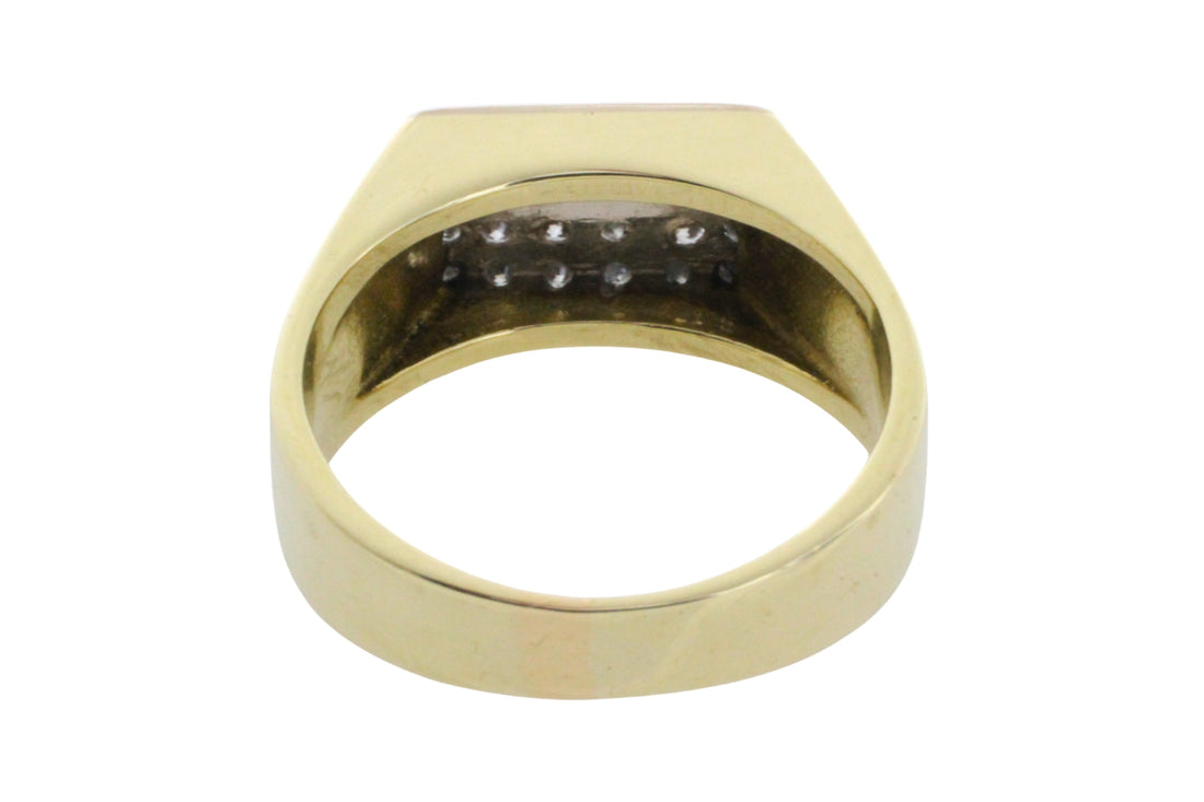 Pave set diamond ring in 14 carat gold-gents rings-The Antique Ring Shop