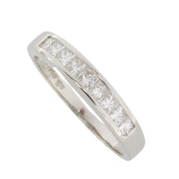 Platinum half eternity band with princess cut diamonds-Vintage & retro rings-The Antique Ring Shop