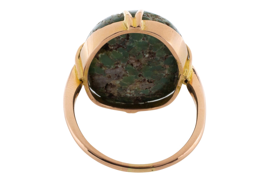 Cabochon turquoise ring in 18 carat gold-Antique rings-The Antique Ring Shop