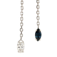 Vintage diamond and sapphire pendant in white gold-Pendants-The Antique Ring Shop