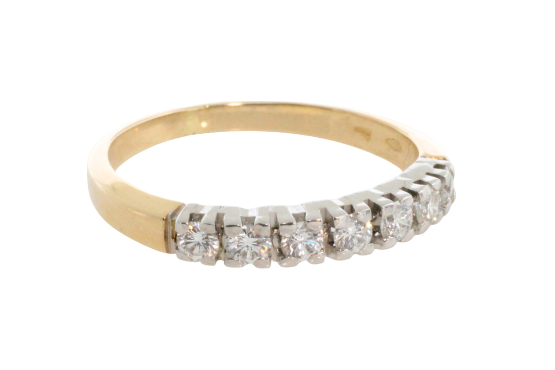 Seven stone diamond ring in 14 carat gold-Vintage Rings-The Antique Ring Shop