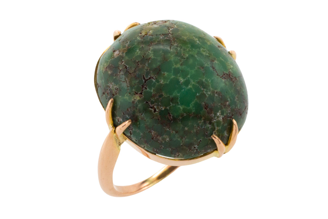 Cabochon turquoise ring in 18 carat gold-Antique rings-The Antique Ring Shop