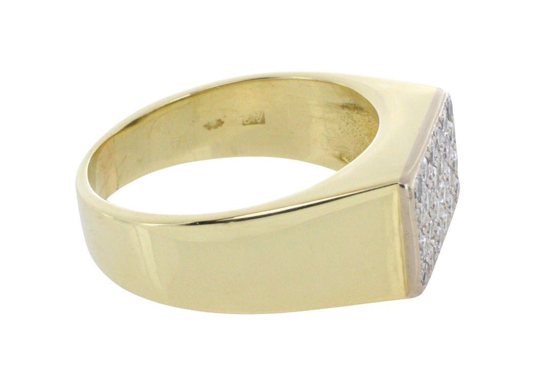 Pave set diamond ring in 14 carat gold-gents rings-The Antique Ring Shop