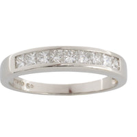 Platinum half eternity band with princess cut diamonds-Vintage & retro rings-The Antique Ring Shop