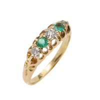 Edwardian period 18 carat emerald and old cut diamond ring-Antique rings-The Antique Ring Shop