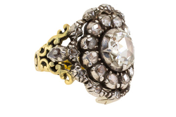 Rose diamond ring silver and 14 carat gold-Antique rings-The Antique Ring Shop
