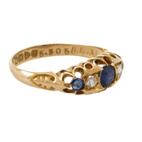 Edwardian sapphire and rose diamond ring from 1906-Antique rings-The Antique Ring Shop