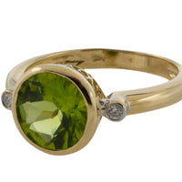 Peridot and diamond ring in 14 carat gold-Vintage Rings-The Antique Ring Shop