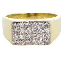 Pave set diamond ring in 14 carat gold-gents rings-The Antique Ring Shop