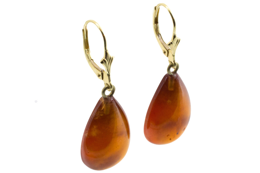 Hassonite garnet earrings in 14 carat gold-Earrings-The Antique Ring Shop