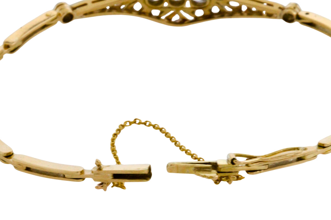 Edwardian link bracelet with old cut and rose cut diamonds-Bracelets-The Antique Ring Shop