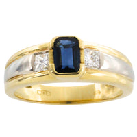 Sapphire and diamond ring in 18 carat gold-Vintage Rings-The Antique Ring Shop
