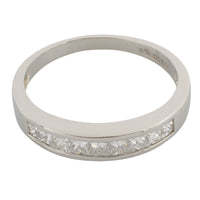 Platinum half eternity band with princess cut diamonds-Vintage & retro rings-The Antique Ring Shop