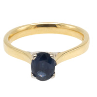 Sapphire solitaire ring in 18 carat gold-engagement rings-The Antique Ring Shop