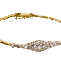 Edwardian link bracelet with old cut and rose cut diamonds-Bracelets-The Antique Ring Shop