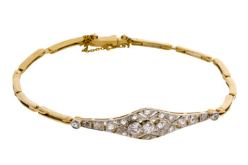 Edwardian link bracelet with old cut and rose cut diamonds-Bracelets-The Antique Ring Shop