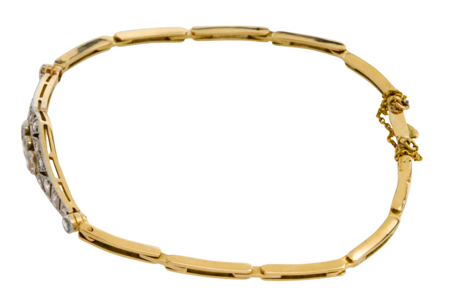 Edwardian link bracelet with old cut and rose cut diamonds-Bracelets-The Antique Ring Shop