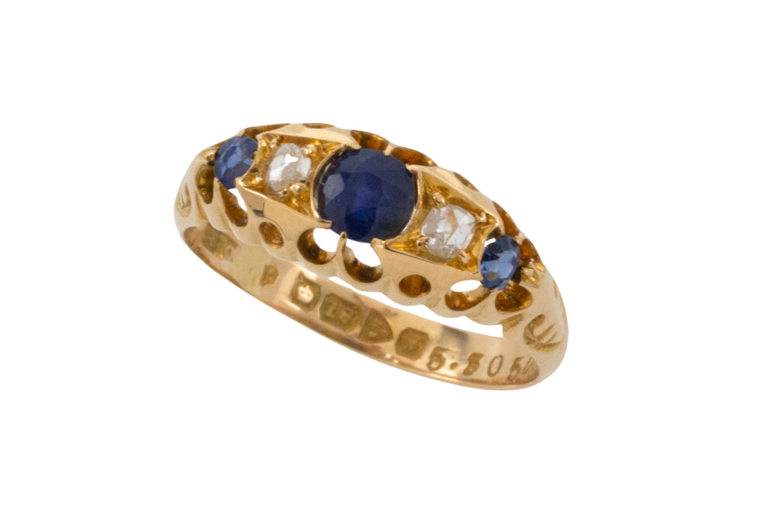 Edwardian sapphire and rose diamond ring from 1906-Antique rings-The Antique Ring Shop