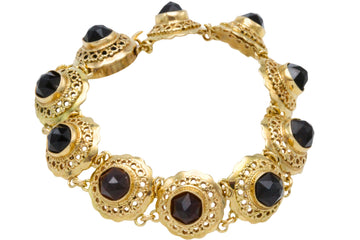 Vintage 14 carat gold link bracelet with garnets