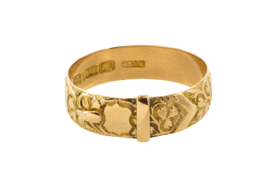 Late Victorian buckle ring in 18 carat gold from 1901-Antique rings-The Antique Ring Shop