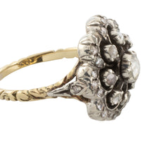 Vintage rose diamond cluster ring in silver and gold-Vintage Rings-The Antique Ring Shop