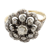 Vintage rose diamond cluster ring in silver and gold-Vintage Rings-The Antique Ring Shop