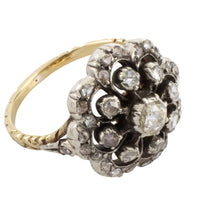 Vintage rose diamond cluster ring in silver and gold-Vintage Rings-The Antique Ring Shop