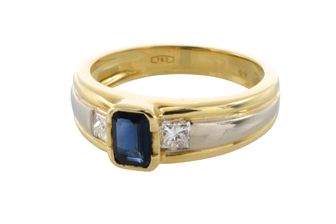 Sapphire and diamond ring in 18 carat gold-Vintage Rings-The Antique Ring Shop