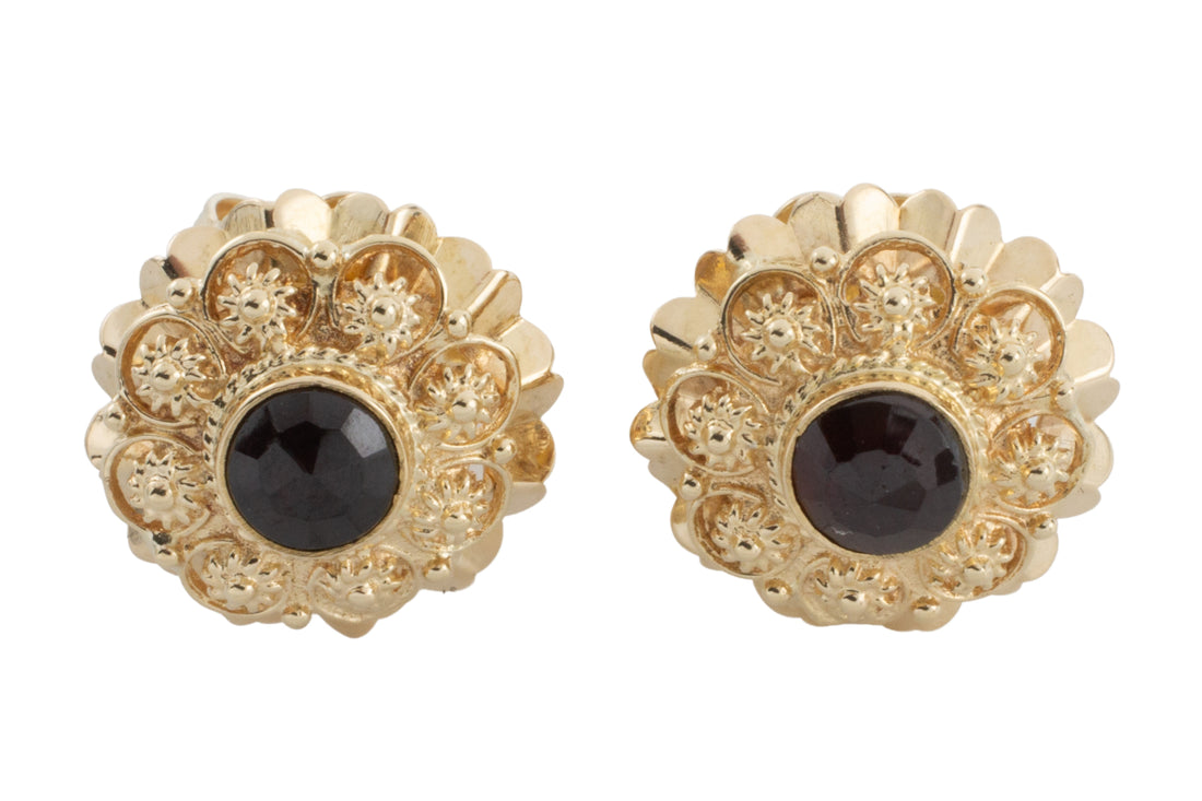 Garnet earrings in 14 carat gold-Earrings-The Antique Ring Shop