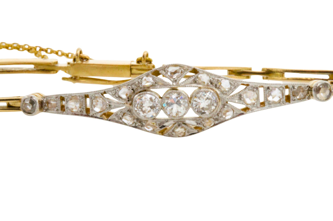 Edwardian link bracelet with old cut and rose cut diamonds-Bracelets-The Antique Ring Shop