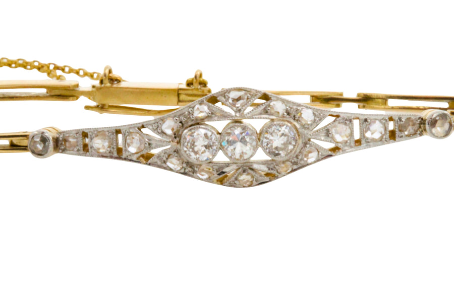 Edwardian link bracelet with old cut and rose cut diamonds-Bracelets-The Antique Ring Shop