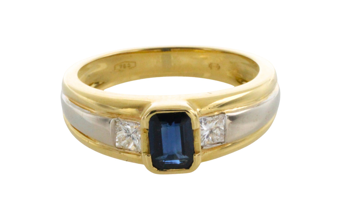 Sapphire and diamond ring in 18 carat gold-Vintage Rings-The Antique Ring Shop