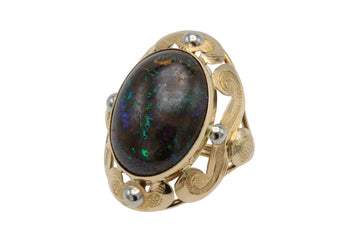 Boulder opal ring in 14 carat gold-Vintage Rings-The Antique Ring Shop