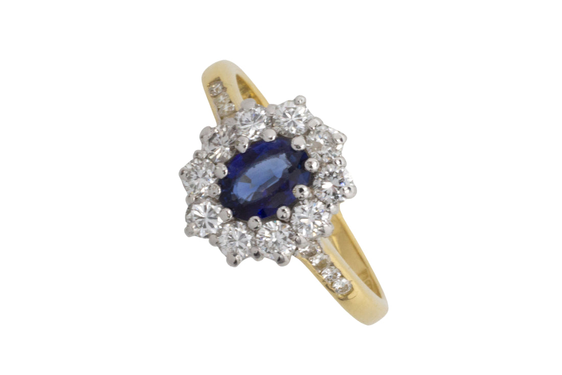 Sapphire and diamond ring in 18 carat gold-engagement rings-The Antique Ring Shop