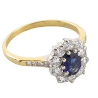 Sapphire and diamond ring in 18 carat gold-engagement rings-The Antique Ring Shop
