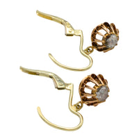 Rose diamond pendant earrings-Earrings-The Antique Ring Shop