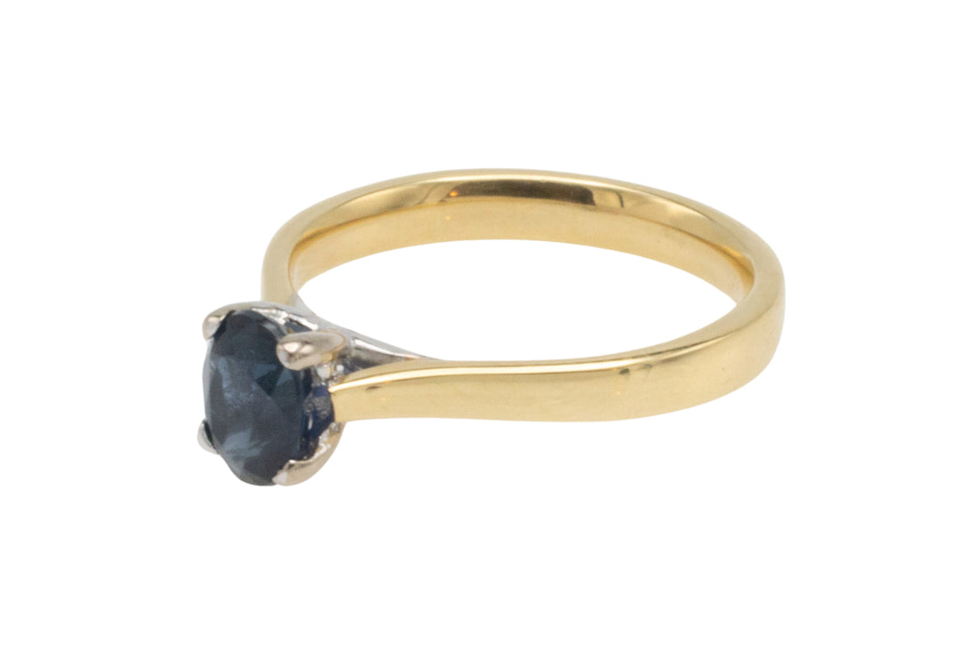 Sapphire solitaire ring in 18 carat gold-engagement rings-The Antique Ring Shop