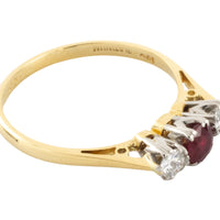 Ruby and diamond three stone ring-engagement rings-The Antique Ring Shop