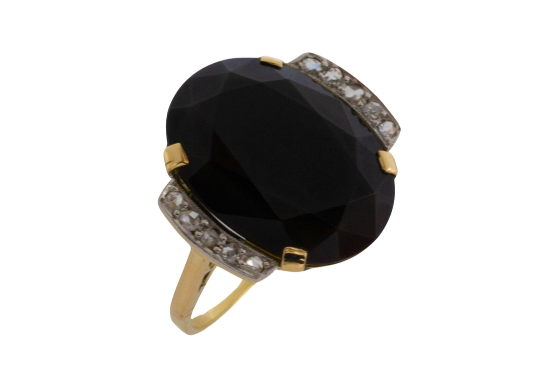 Art Deco onyx and rose diamond ring-The Antique Ring Shop