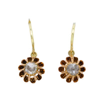 Rose diamond pendant earrings-Earrings-The Antique Ring Shop