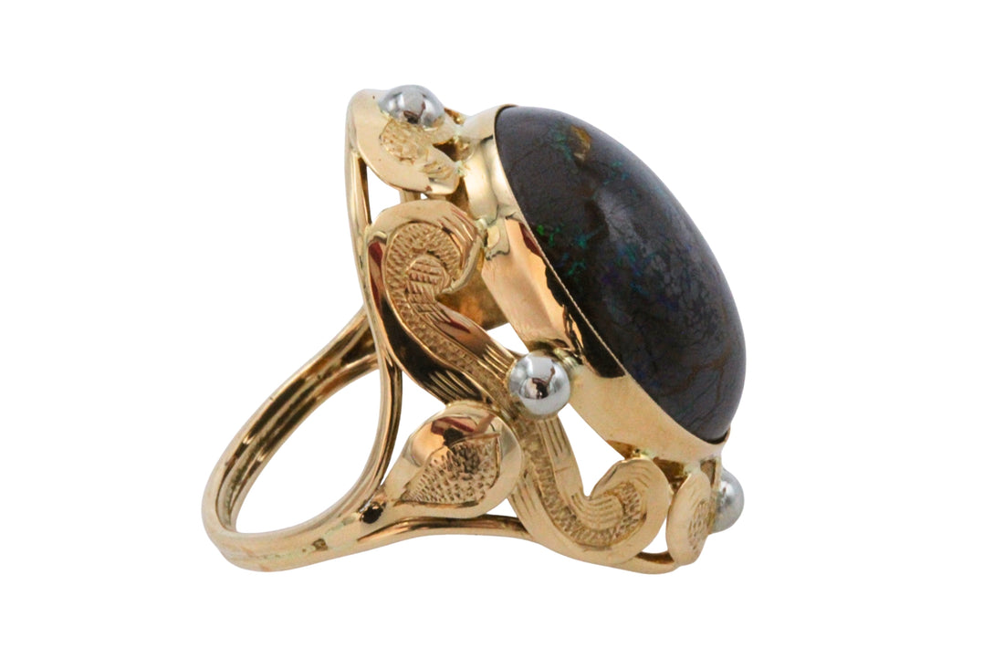 Boulder opal ring in 14 carat gold-Vintage Rings-The Antique Ring Shop