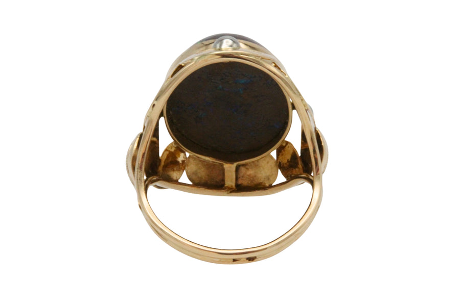 Boulder opal ring in 14 carat gold-Vintage Rings-The Antique Ring Shop