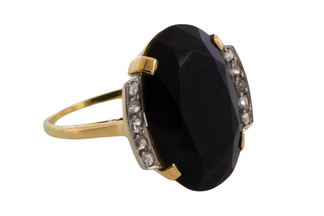 Art Deco onyx and rose diamond ring-The Antique Ring Shop