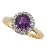 Amethyst and diamond ring in 18 carat gold-vintage rings-The Antique Ring Shop