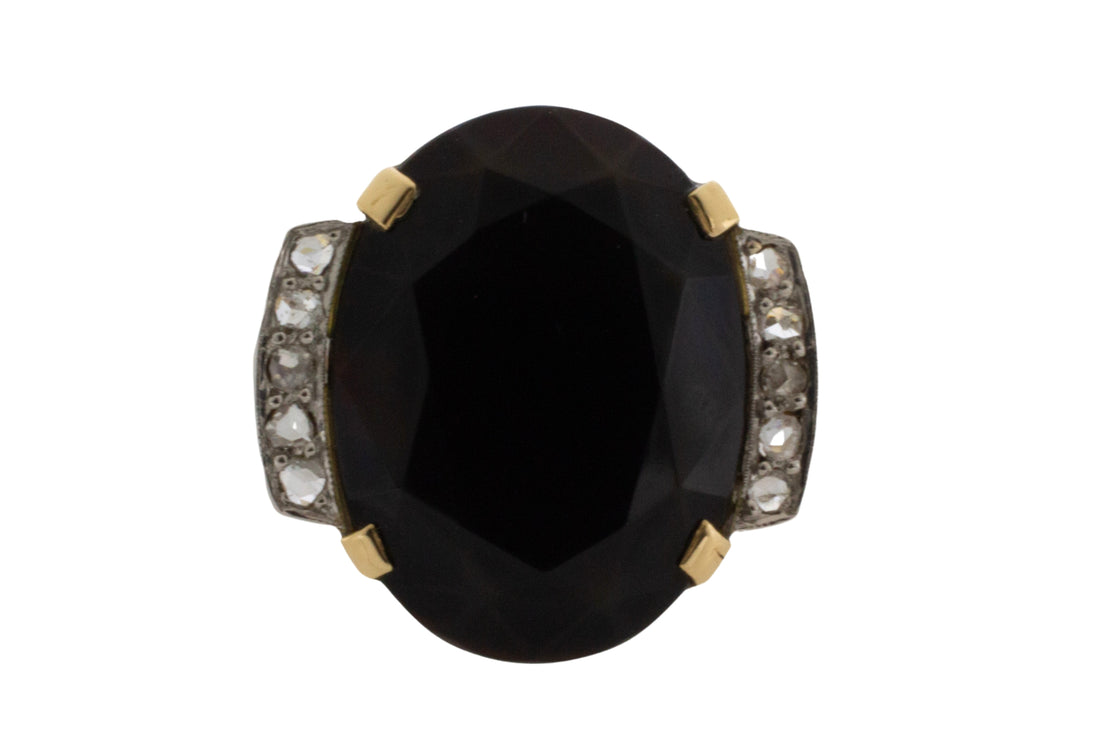 Art Deco onyx and rose diamond ring-The Antique Ring Shop