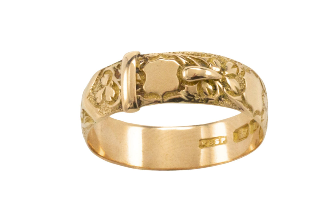 Late Victorian buckle ring in 18 carat gold from 1901-Antique rings-The Antique Ring Shop